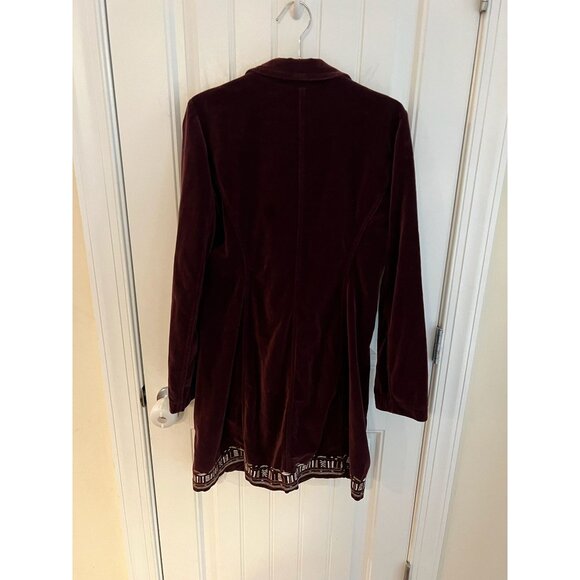 Johnny Was Embroidered Velvet Coat Jacket S Burgundy Floral Boho Style Sz Small - Picture 8 of 8